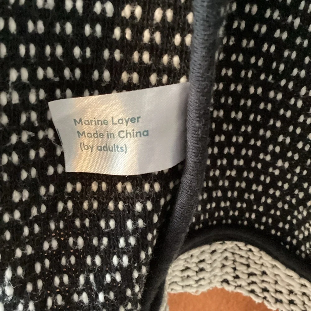 Marine Layer Birdseye Long Cardigan Jacket Sweater Beige Black XL - Picture 9 of 11